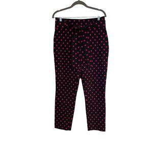 Jules & Leopold Pull On Pants Black & Pink Polka Dot Tie-Belt Womens M